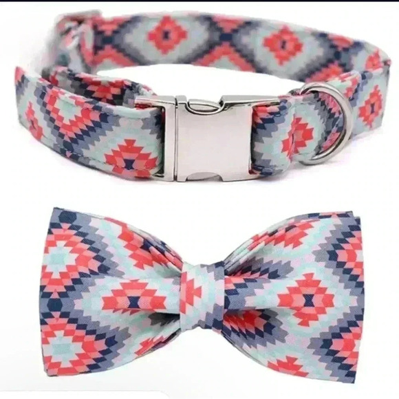 Dog Collar W/Bow Tie THE SEDONA Pattern Cute Soft Durable Adjustable NWT - Picture 7 of 9